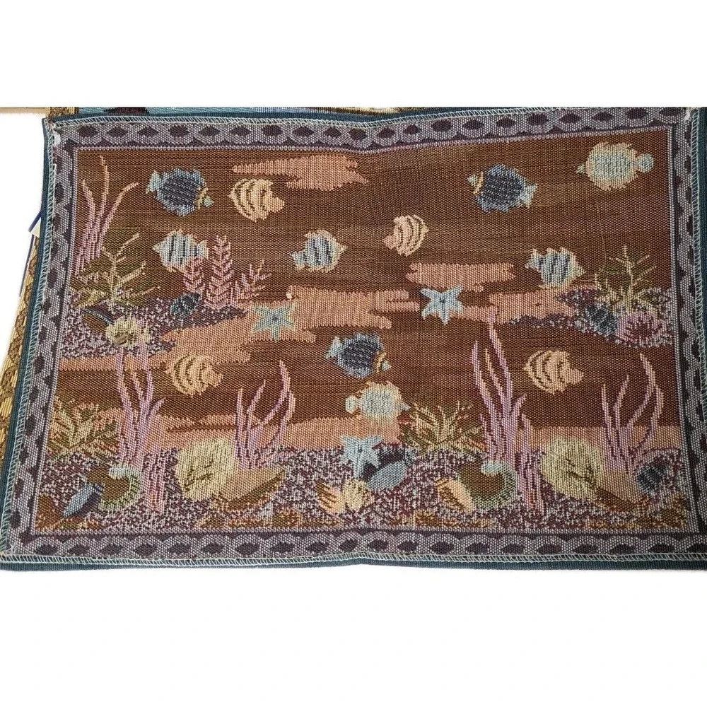 NWT Royal Norfolk Tapestry Placemats Set Of 6 Tropical Beach Fish Coral